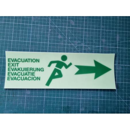 FLECHE PVC 3mm ISSUE DE SECOURS Ou EVACUATION PHOTOLUMINESCENTE