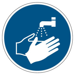 M011 Adhésif  ISO 7010 Lavage des mains obligatoire