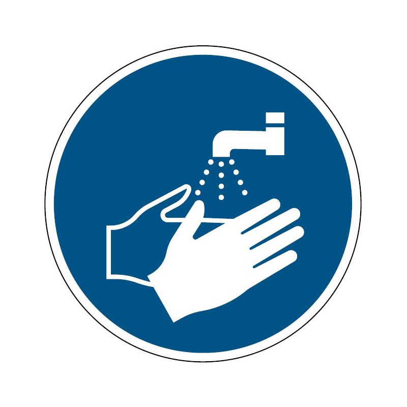 M011 Adhésif  ISO 7010 Lavage des mains obligatoire