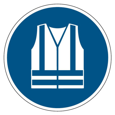 M015 Adhésif  ISO 7010 Gilet de sécurité haute visibilité obligatoire