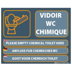 Panneau Vidoir wc chimique 4 langues 500x400
