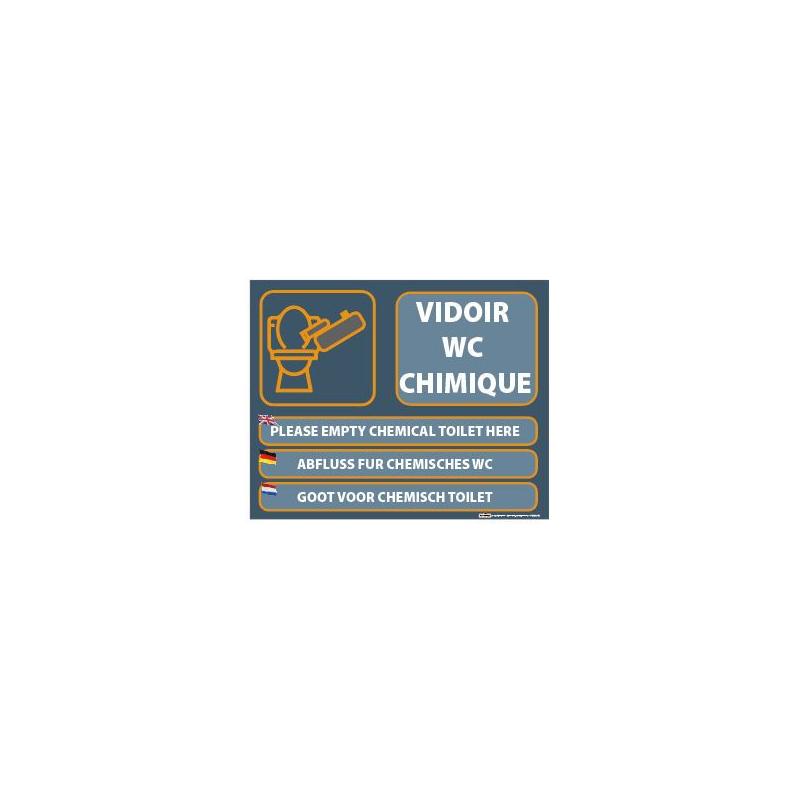 Panneau Vidoir wc chimique 4 langues 500x400