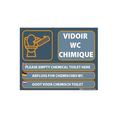 Panneau Vidoir wc chimique 4 langues 500x400