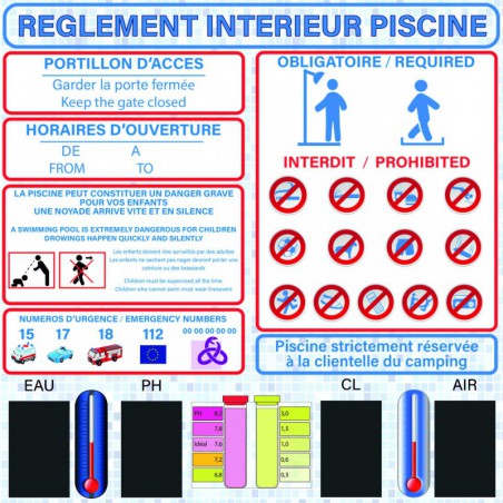 Réglement Piscine + Mesures